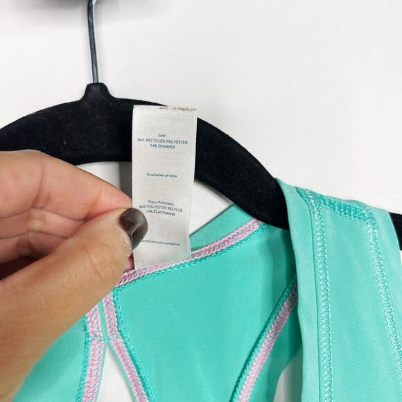 Ivivva by Lululemon Girls 12 Teal Green Split Back Keyhole Racerback Tank Scoop - Picture 4 of 7